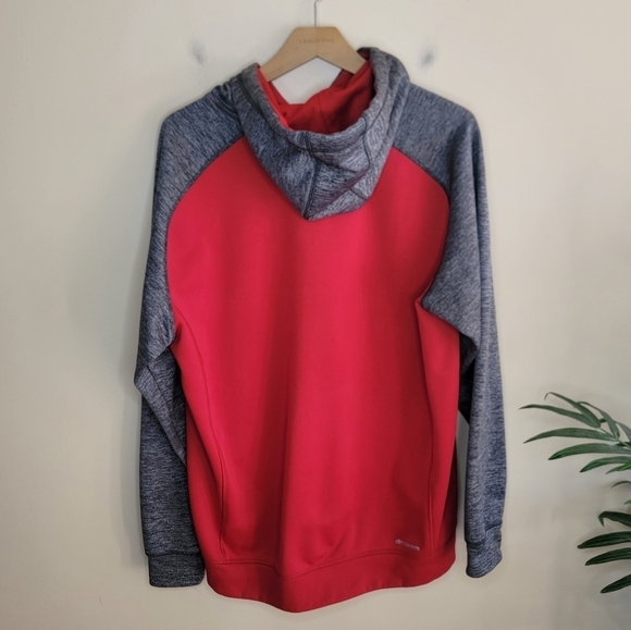 Adidas | Climawarm Red & Gray Logo Hoodie Sweatshirt Size Large - Picture 4 of 5